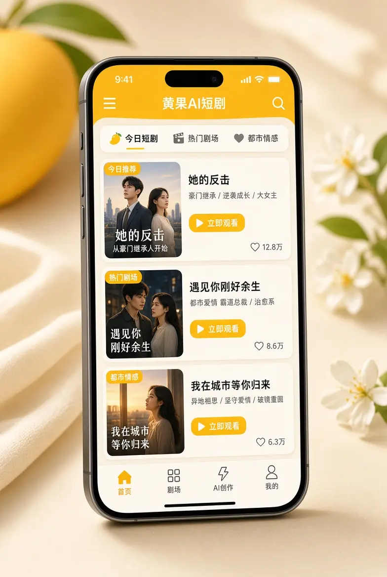黄果AI短剧移动阅读示意